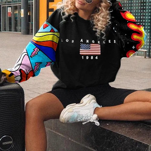 Vintage Printed Long-Sleeve Sweatshirt
