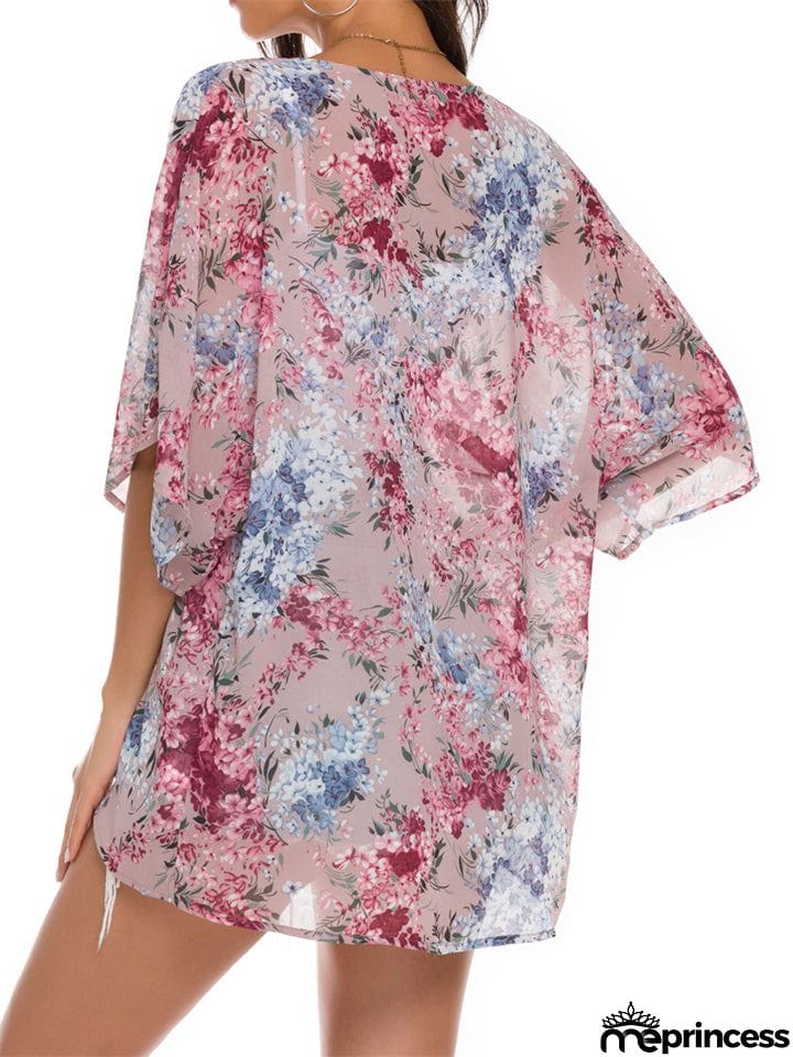 Floral Printed Half Sleeve Chiffon Blouses