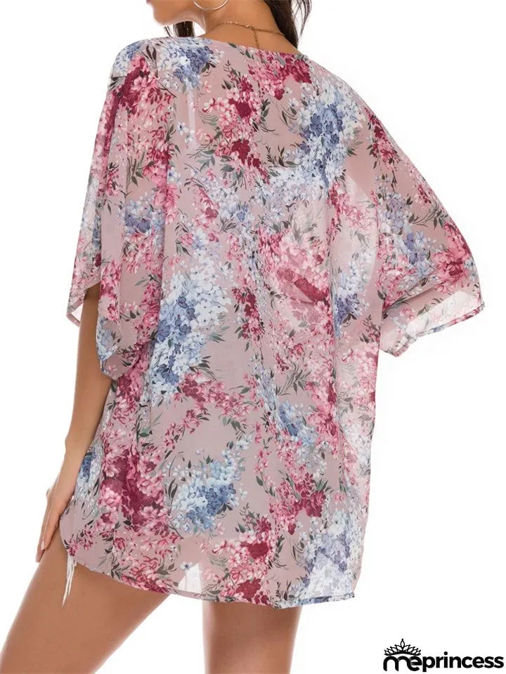 Floral Printed Half Sleeve Chiffon Blouses