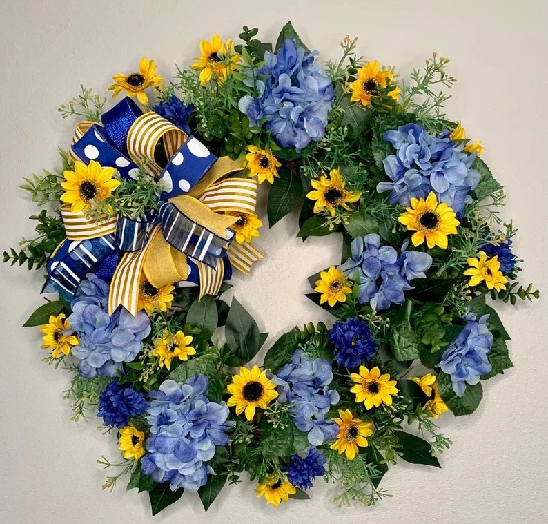 💙💛🌻Prayer for Peace Sunflower Front Door Wreath