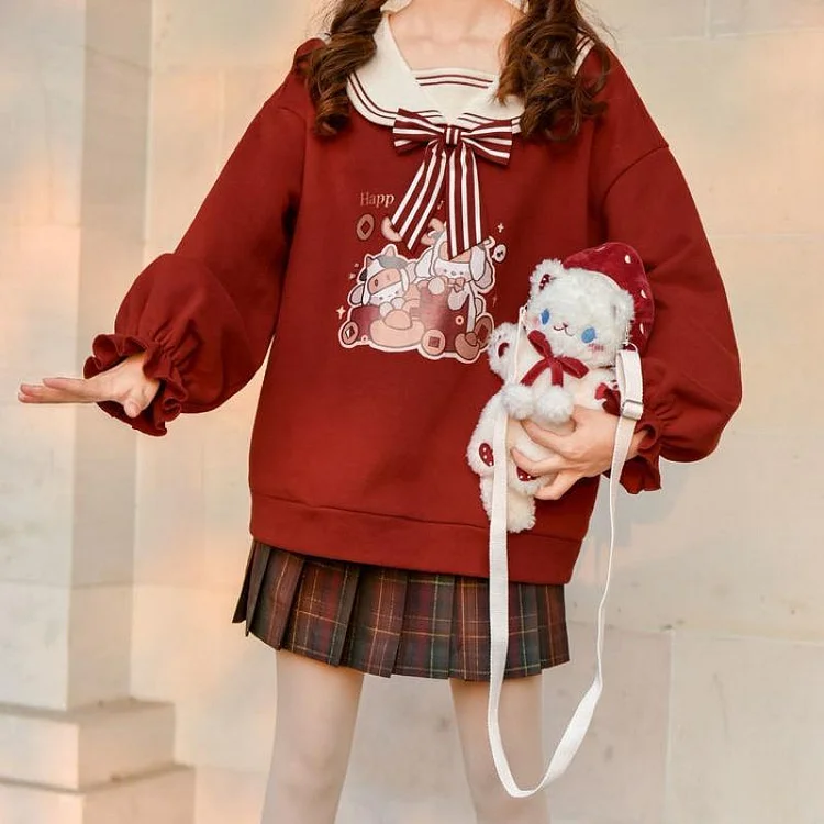 Japanese Cute Sailor Collar Sweatshirt Kawaii Anime Hoodies SP16780