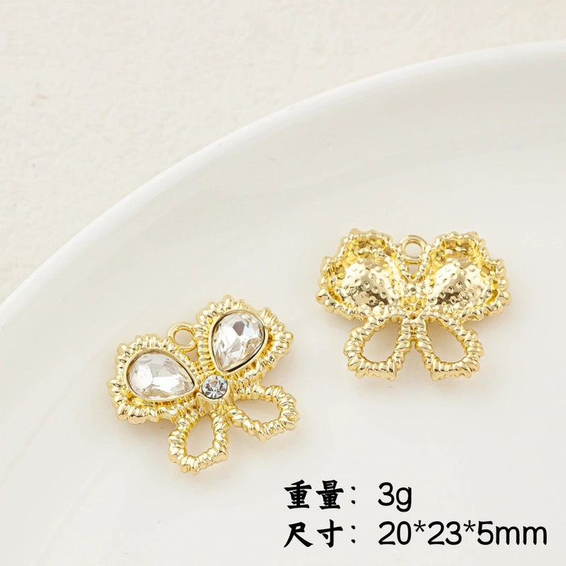 5 PCS/Package 20 * 23mm Alloy Artificial Pearls Rhinestones Flower Butterfly Pendant Jewelry Accessories