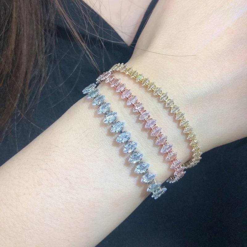 Copper Rose Gold Plated White Gold Plated Gold Plated Plating Inlay Geometric Zircon Drawstring Bracelets
