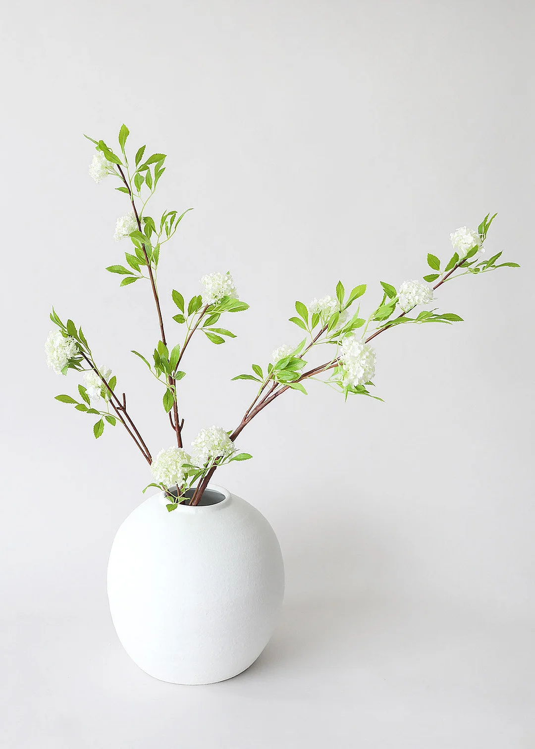 Cream Fake Viburnum Wildflower Branch - 46"