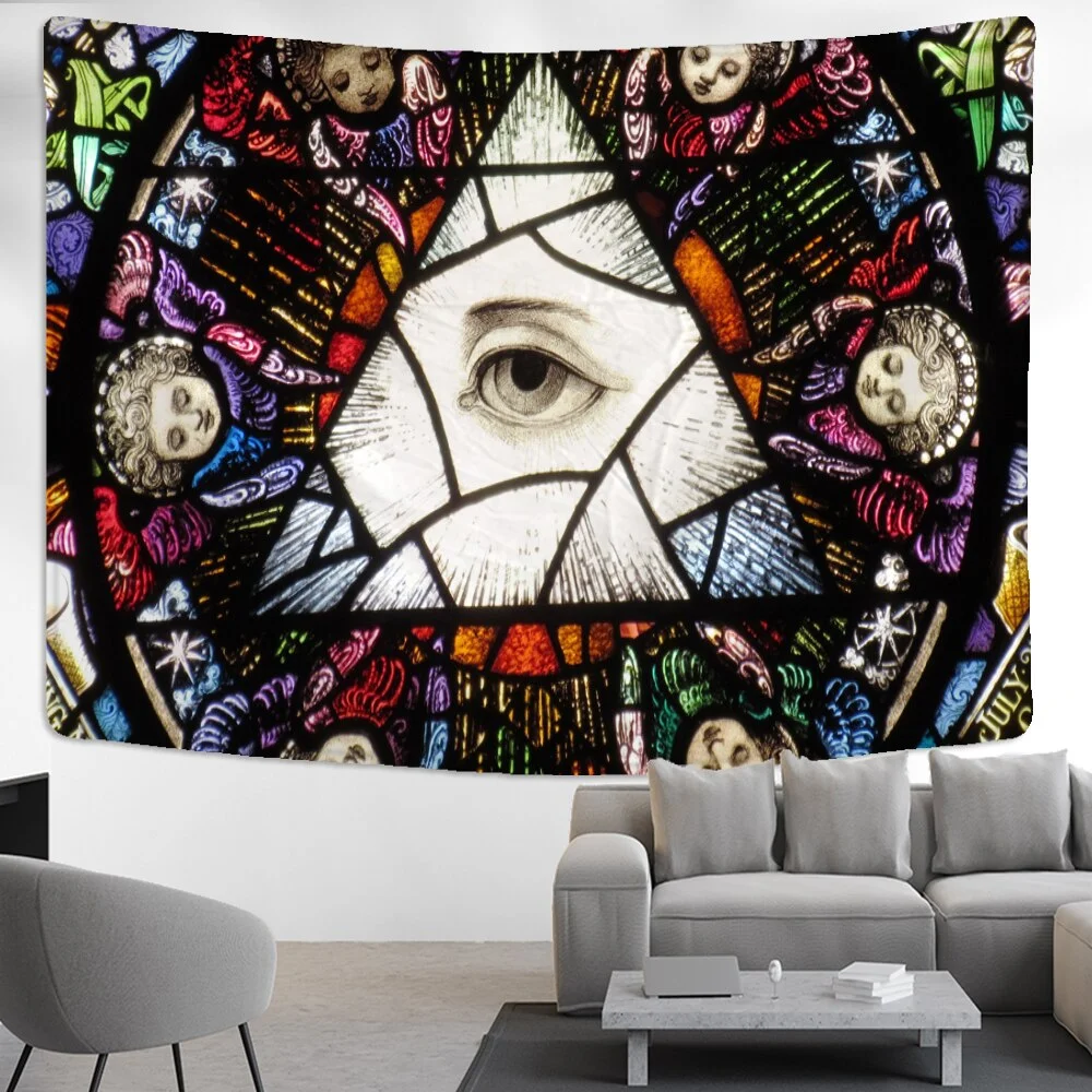Psychedelic Eye Tapestry Wall Hanging Portrait Witchcraft Hippie Abstract Mystery Horror Dark Home Decor
