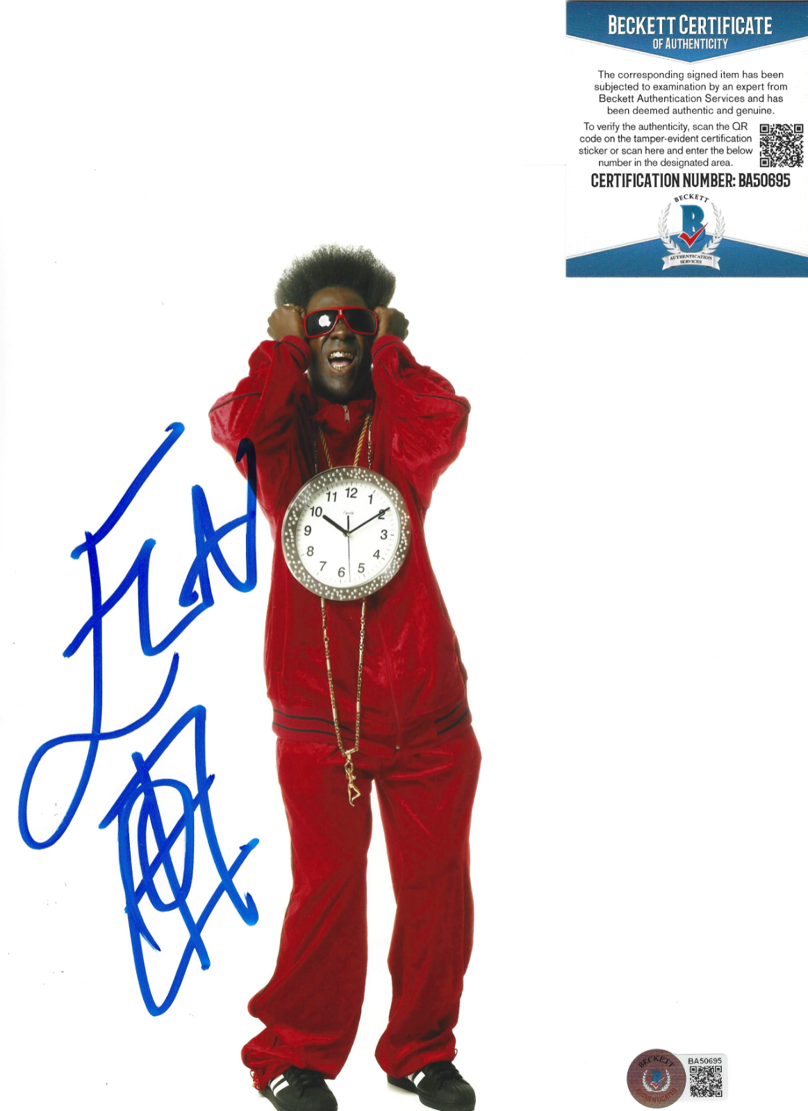 FLAVOR FLAV of PUBLIC ENEMY SIGNED 8x10 Photo Poster painting HIP HOP LEGEND F BECKETT COA BAS