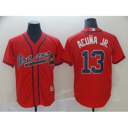 Men's Atlanta Braves #13 Ronald Acuna Jr Red Cool Base Stitched MLB Jersey FQHJ