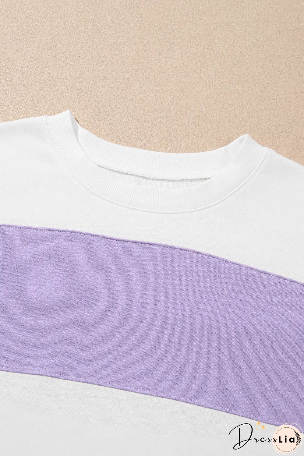 Color Block Round Neck Long Sleeve Sweatshirt