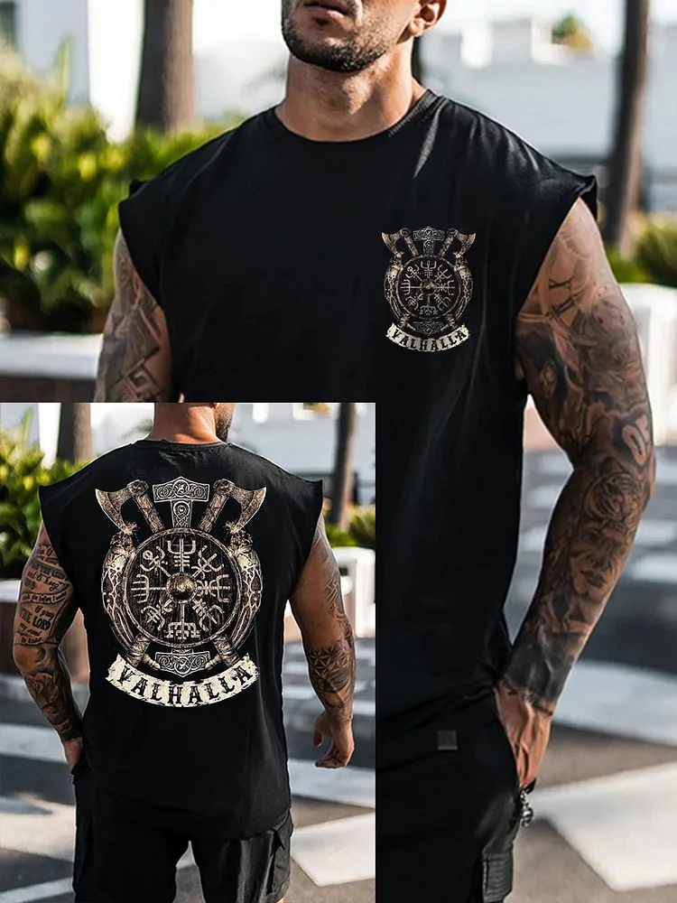 Herren Viking Print Weste Top