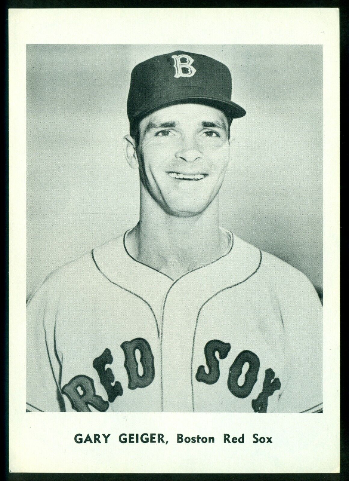 Original 1960's GARY GEIGER BOSTON RED SOX Team Issue B&W Photo Poster painting #3 Card sz 5X7