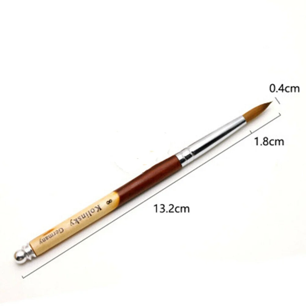 1PC Acrylic Nail Brush Manicure Powder Wood Handle Carving Pen Brush Oval Crimped DIY Nail Drawing Flat Round Shaped Nail Beauty
