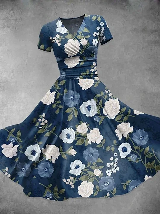Women's Flower  Art Print  Maxi Dress