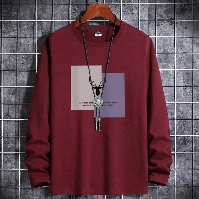 Long sleeve t-shirt men's Pure Cotton autumn and winter new fashion brand T-shirt bottom Shirt Large Men's T-shirt autumn top