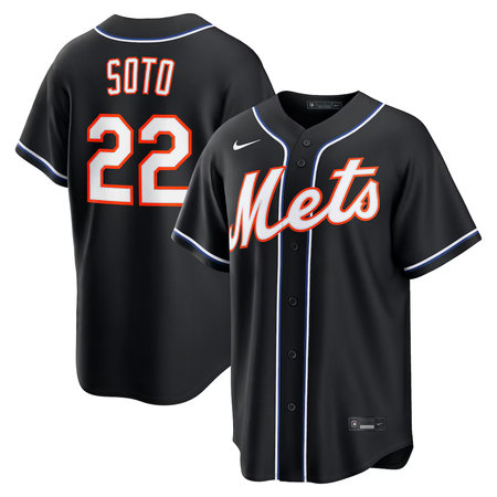 Youth New York Mets #22 Juan Soto Nike Fashion Replica Black Out Jersey