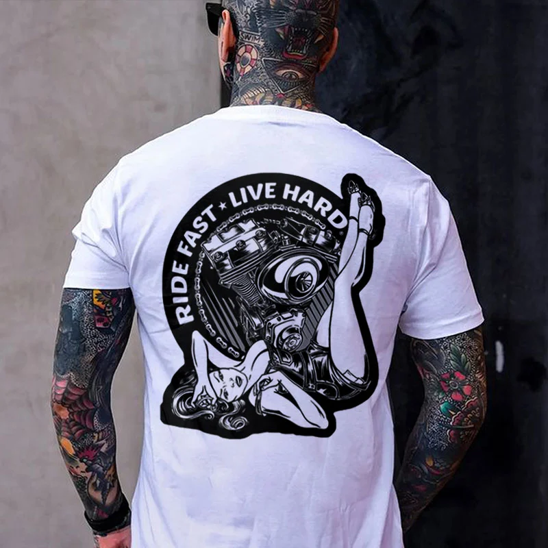 RIDE FAST LIVE HARD Sexy Lady Print Men's T-shirt