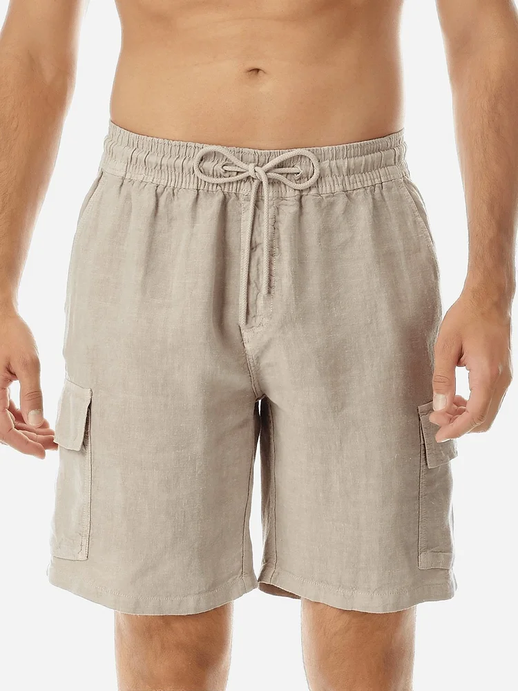 Men's Ordinary Solid Color Micro-elastic Large Size Cotton Casual Mid Waist Cargo Pants