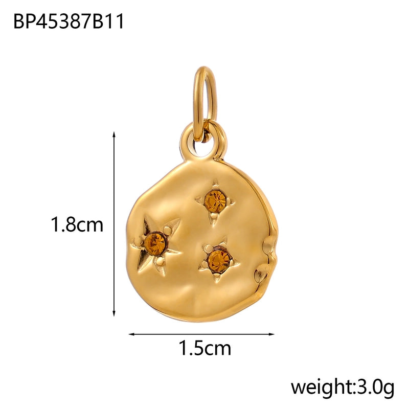 1 Piece 15*18mm 304 Stainless Steel Rhinestones Geometric Polished Pendant Chain Jewelry Accessories