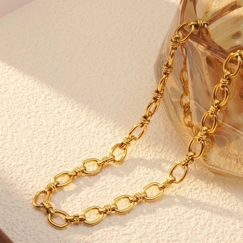 Minimalist Classic Style Cool Style Solid Color 304 Stainless Steel 18K Gold Plated Necklace