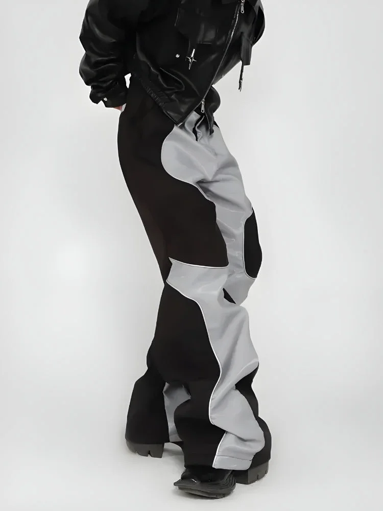 Brownm Patchwork Wide Leg Pants