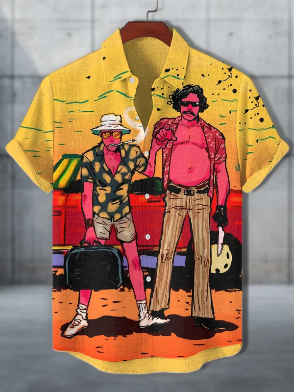Men's Robber Red Car Retro Art Print Casual Shirt