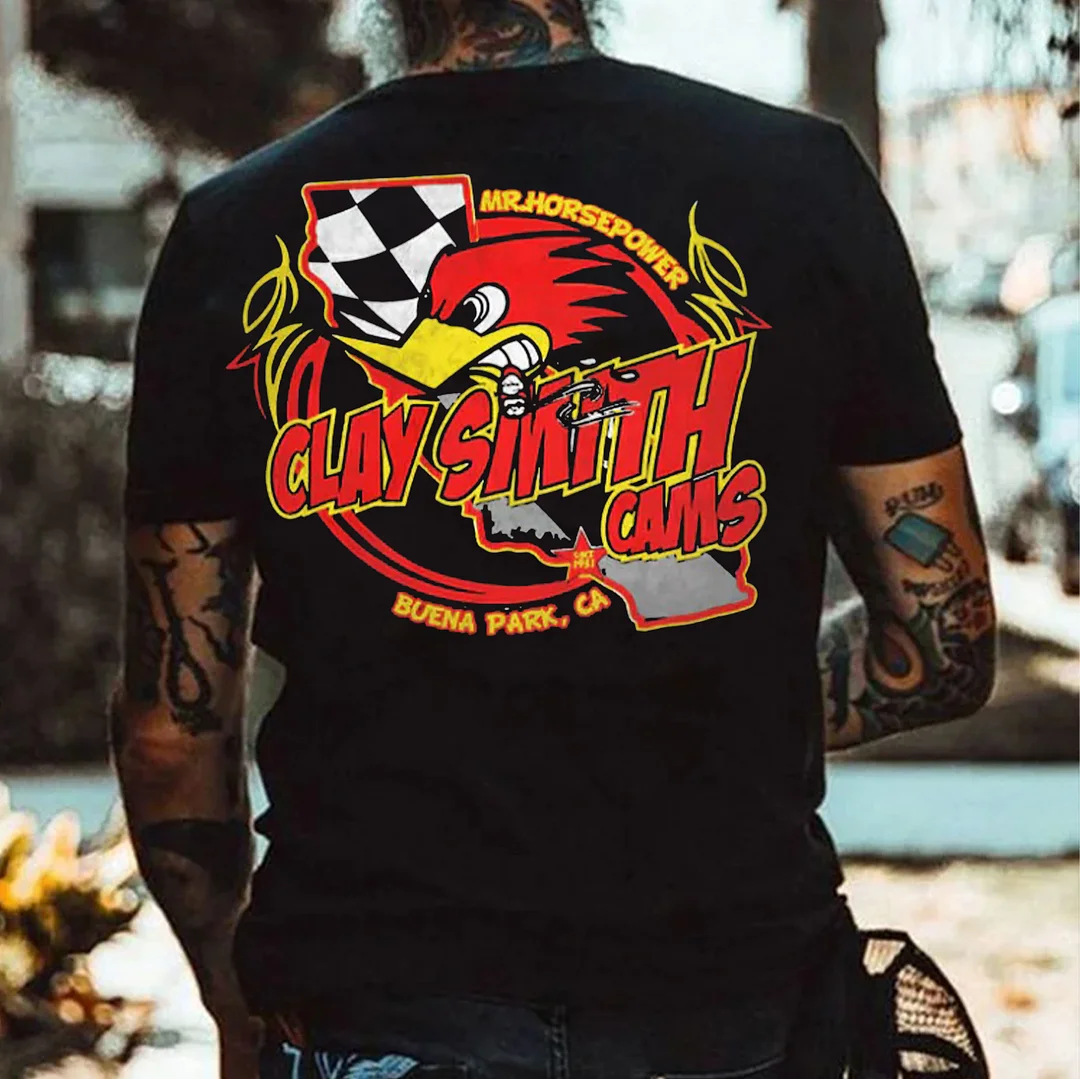 CLAY SMITH CAMS Hot Rod Bird Print Men's T-shirt