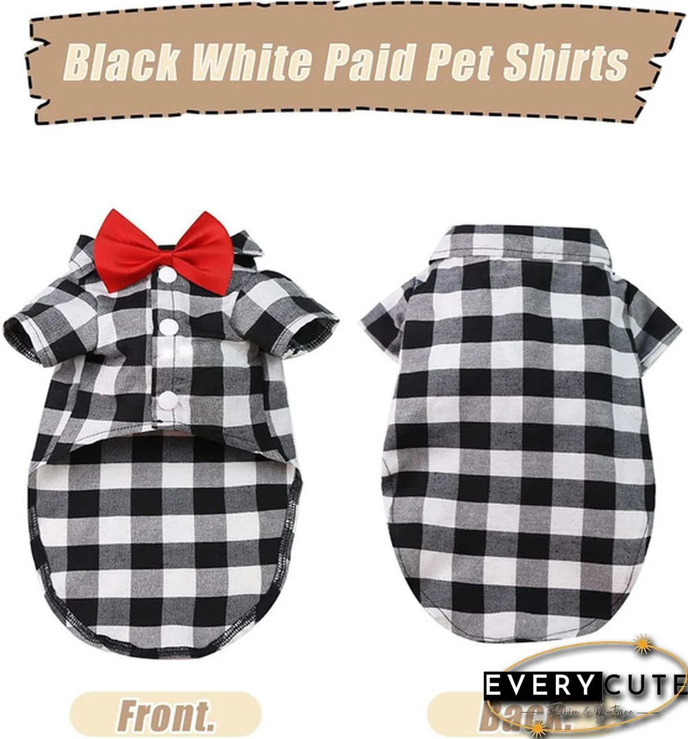 3 Colors Dog Plaid Shirt with Bow Tie Pet Clothes for Puppy Cat Western Collar Shirts Birthday Party Holiday Wedding Costume Outfit