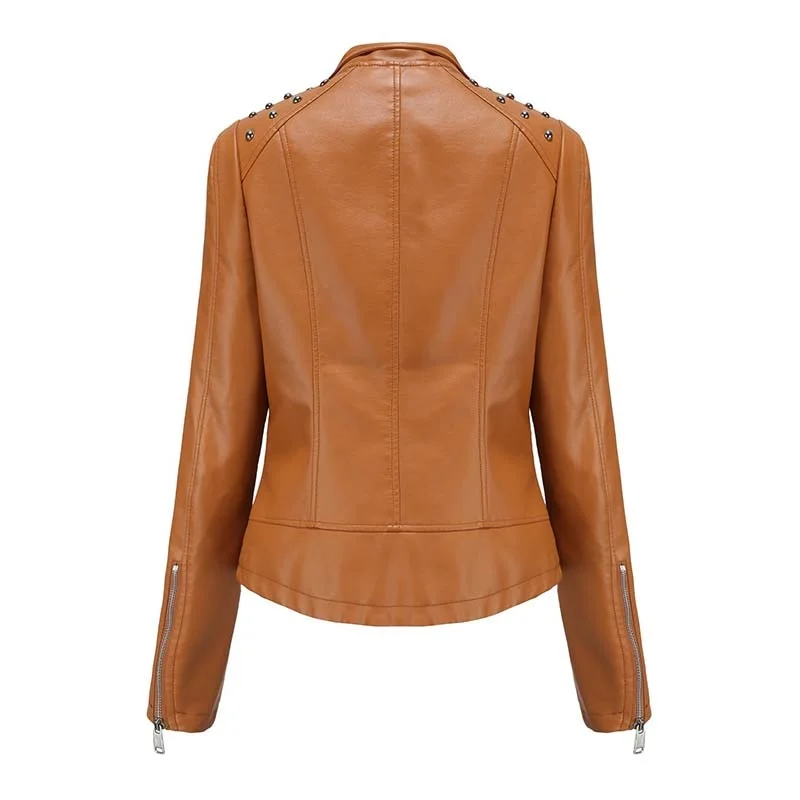 Faux Leather Pu Jacket Women 2022 Autumn Winter Long Sleeve Slim Fashion Motorcycle Jacket Black Faux Leather Coats Outerwear