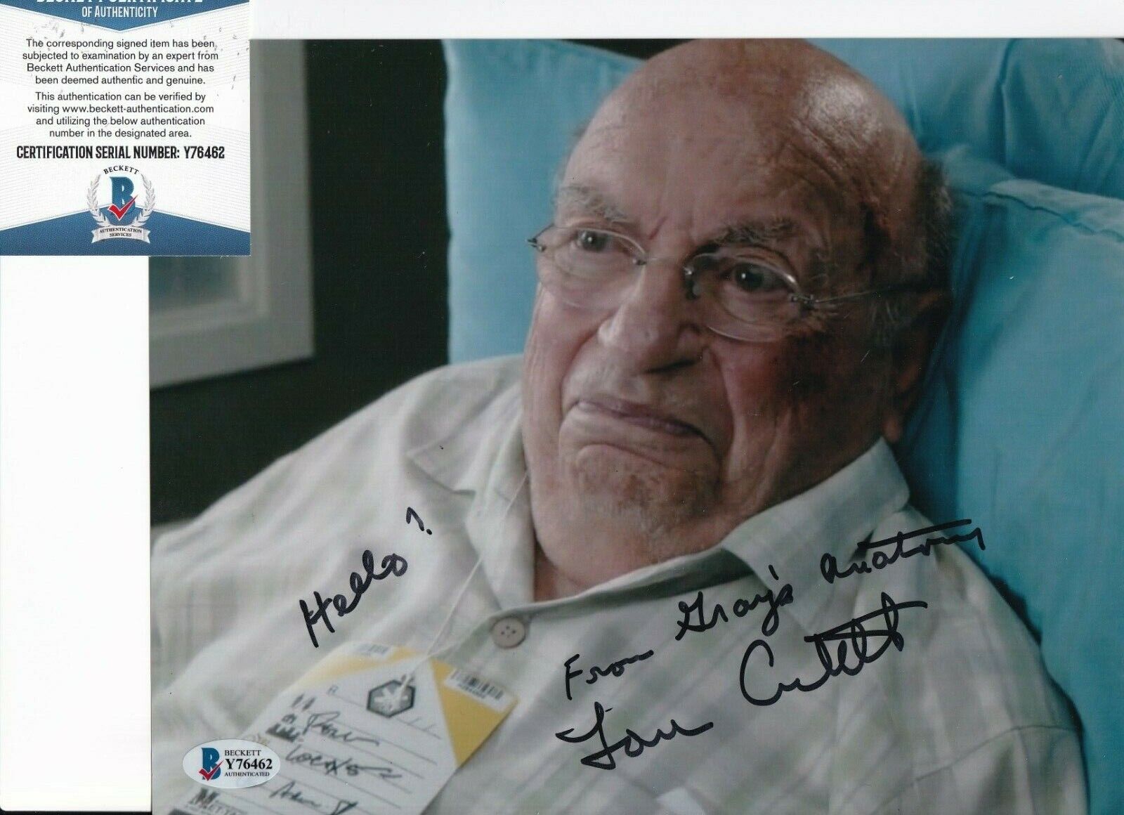 LOU CUTELL signed (GRAY'S ANATOMY) autographed 8X10 Photo Poster painting BECKETT BAS Y76462