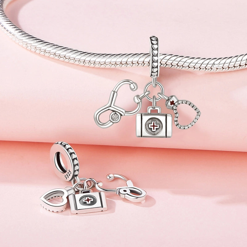 1 Piece 10*19mm 925 Sterling Silver Zircon Heart Shape Pendant Beads Jewelry Accessories