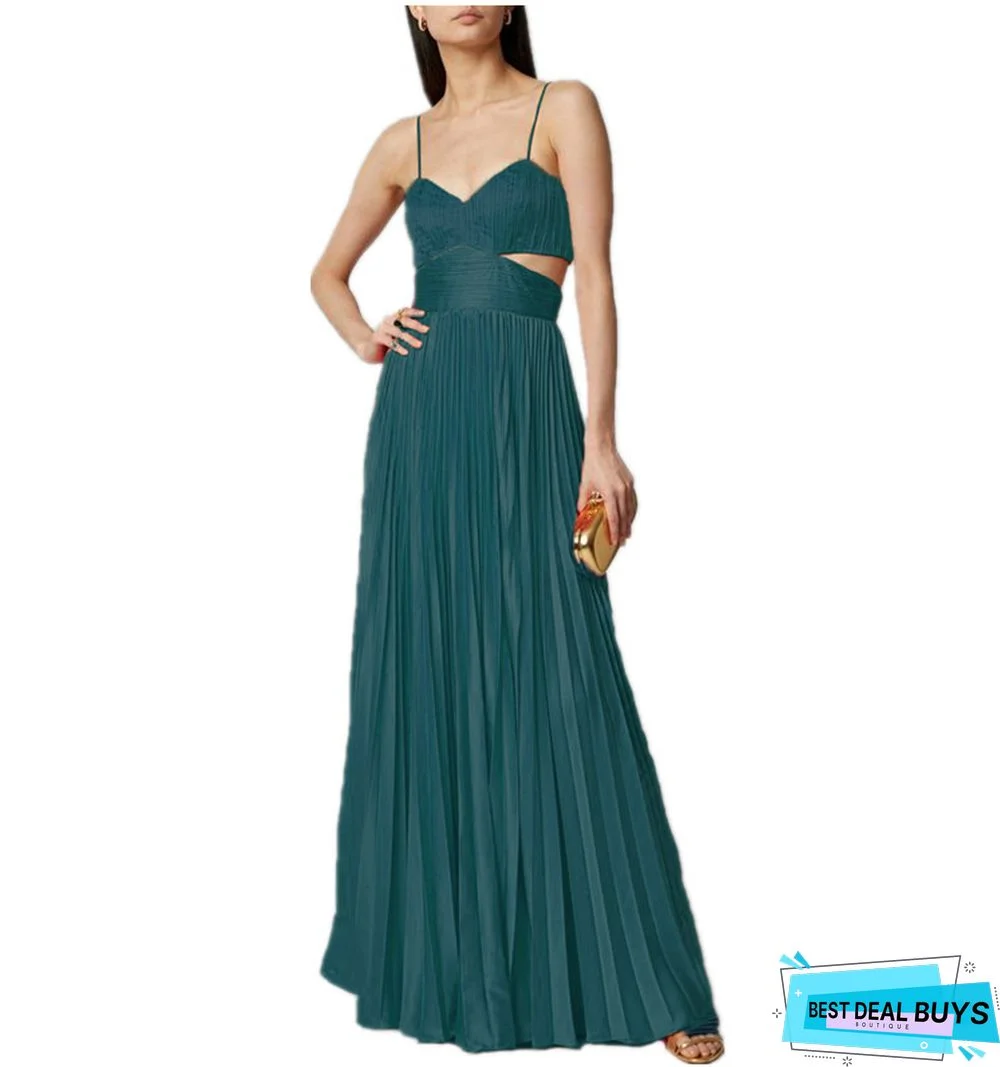 Halter Belt Backless Solid Color Strapless Dress