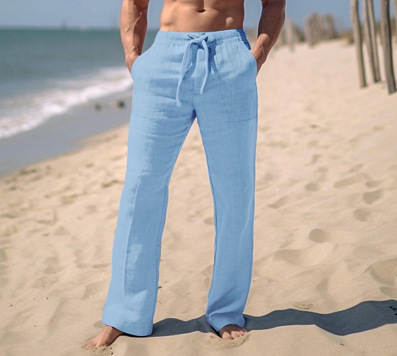 Men's trendy casual solid color trousers