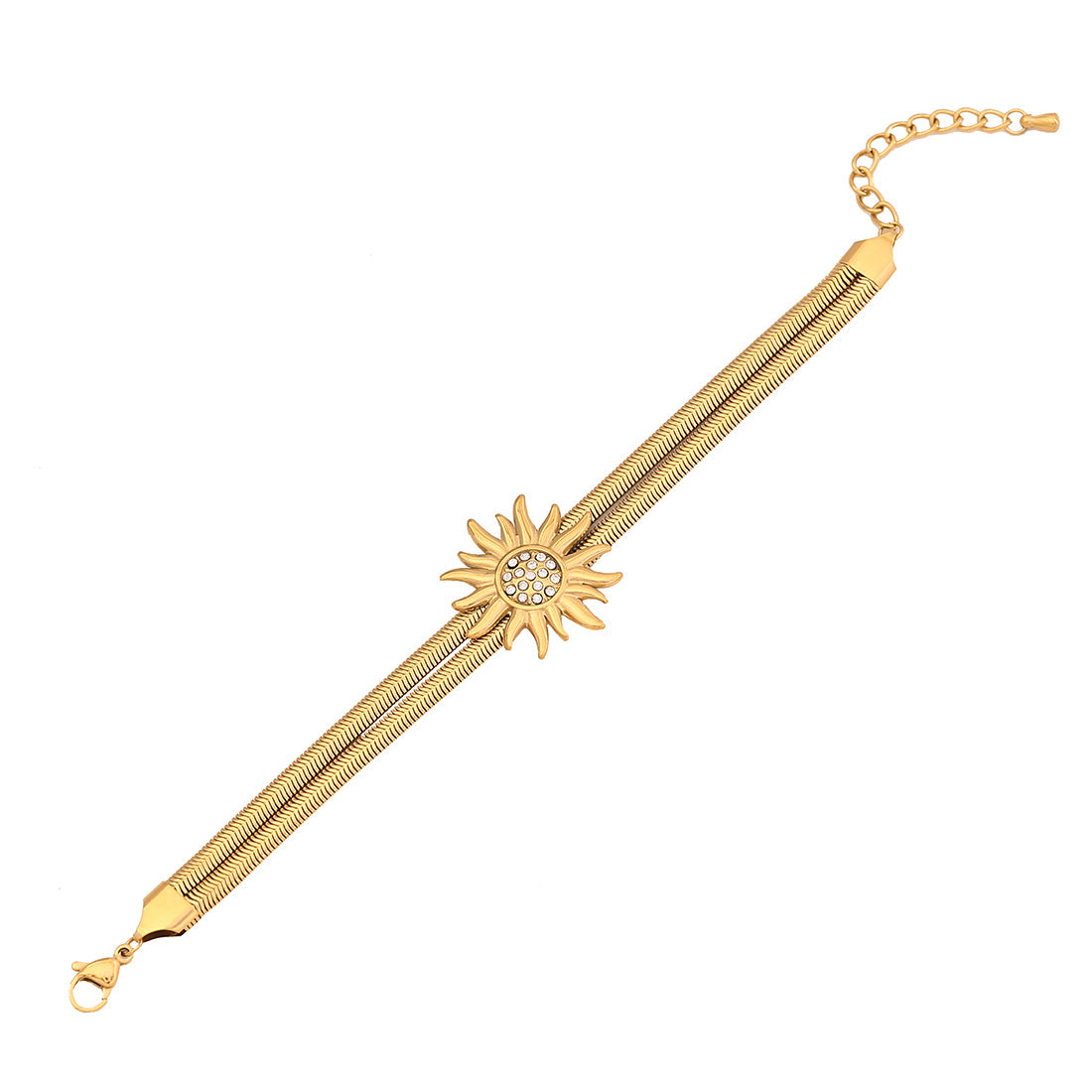 Fashion Flower Bracelet Personality Knot Design Double Layer Snake Bone Chain Titanium Steel Jewelry B621