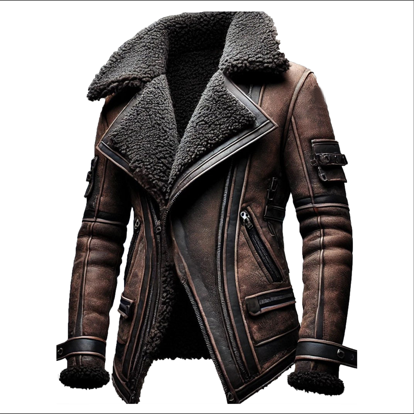 Men's Training Warm Leather Long Coat