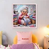 Happy Old Lady Doing Sewing-11CT Stamped Cross Stitch 45*45cm/17.72*17.72in