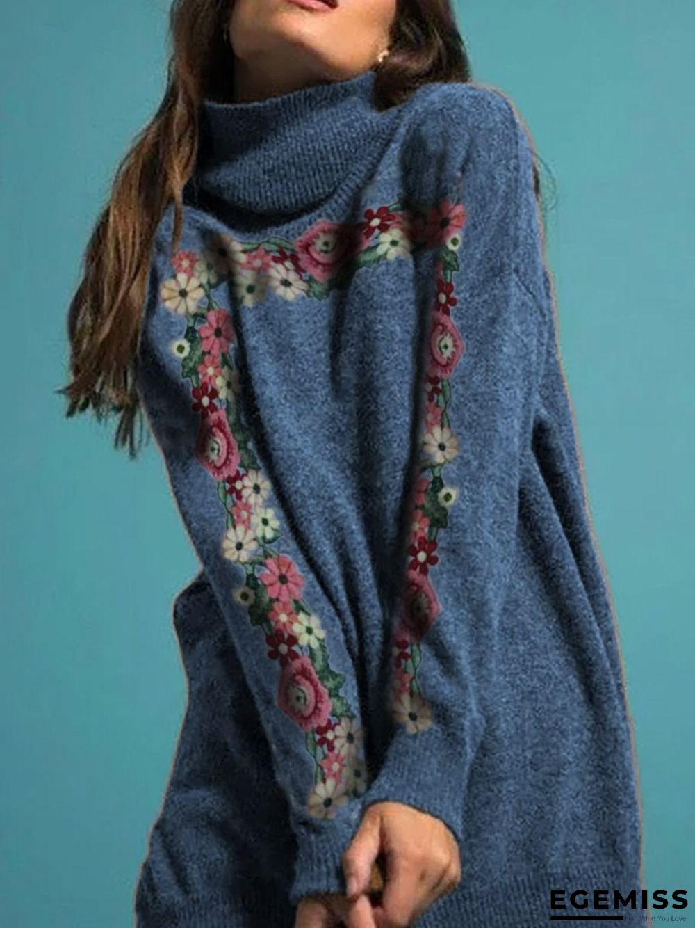 Casual Long Sleeve Plus Size Turtleneck Sweater | EGEMISS