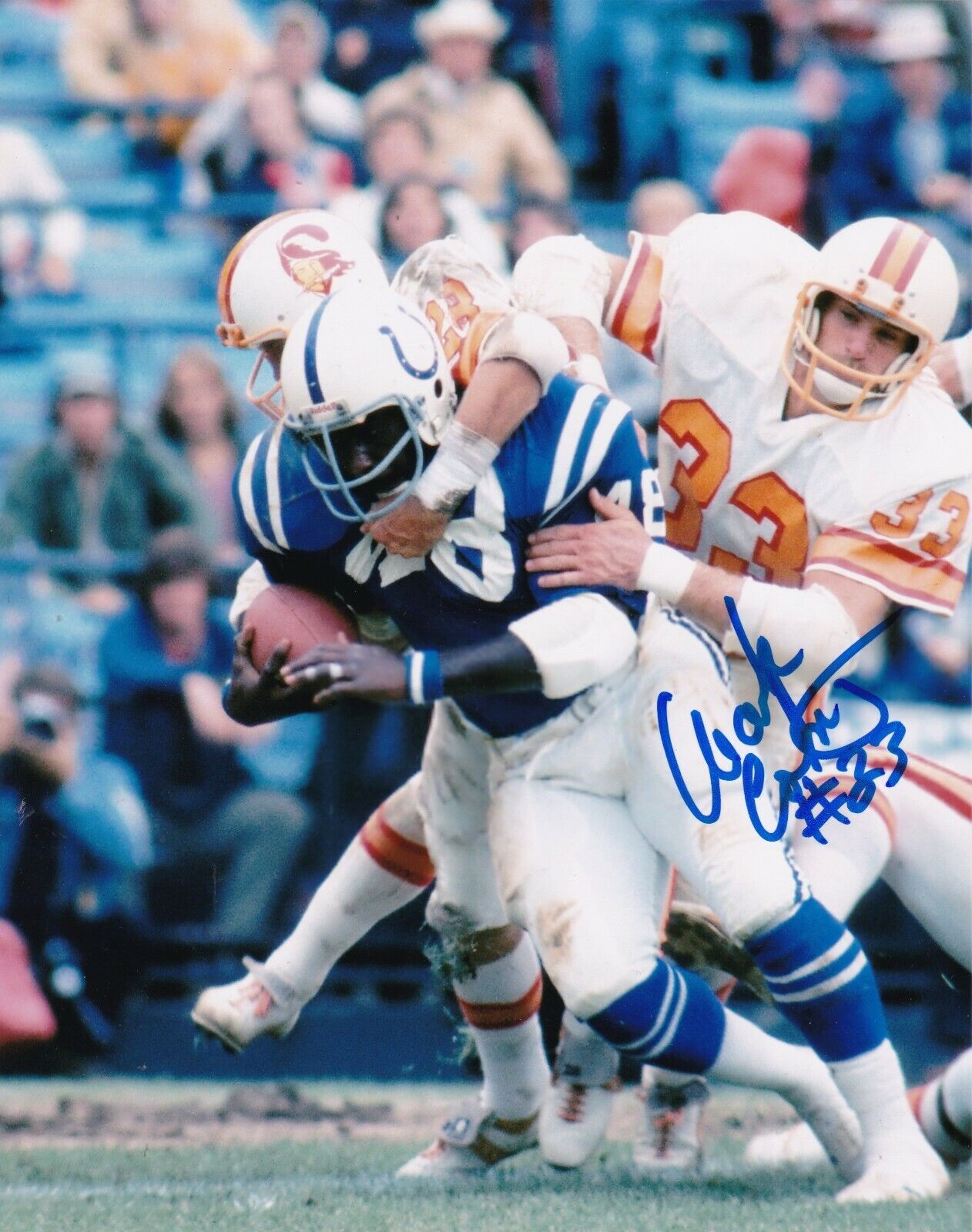 MARK COTNEY TAMPA BAY BUCCANEERS ACTION SIGNED 8x10