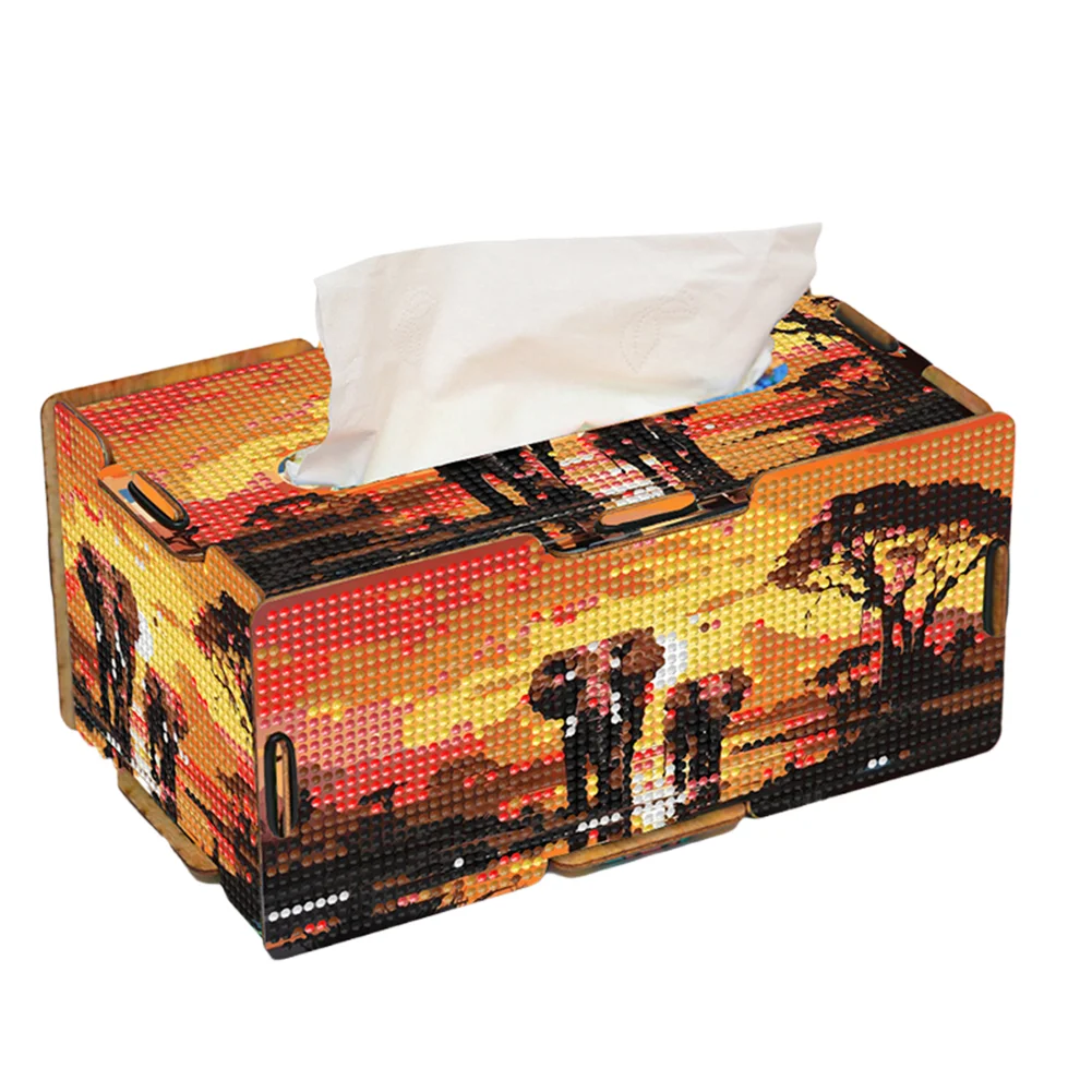 Diamond Painting Tissue Box Kits Decorative Rhinestone Craft Kit (Elephant)