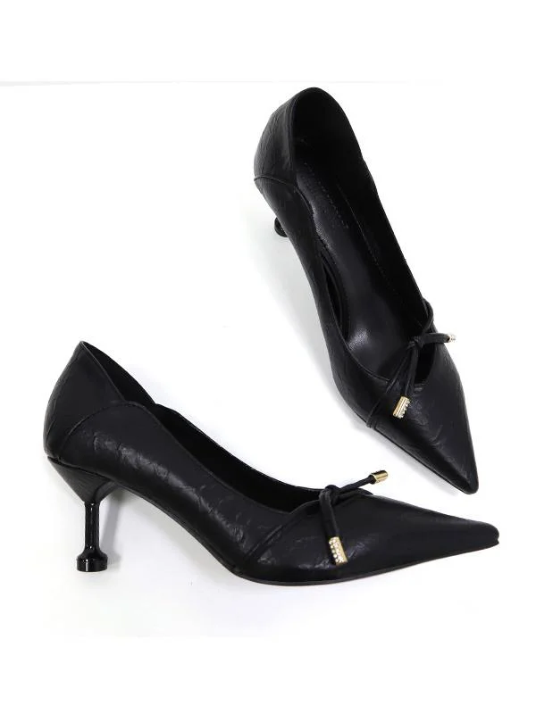 Bowknot pump pumps PU pointed toe stiletto shoes