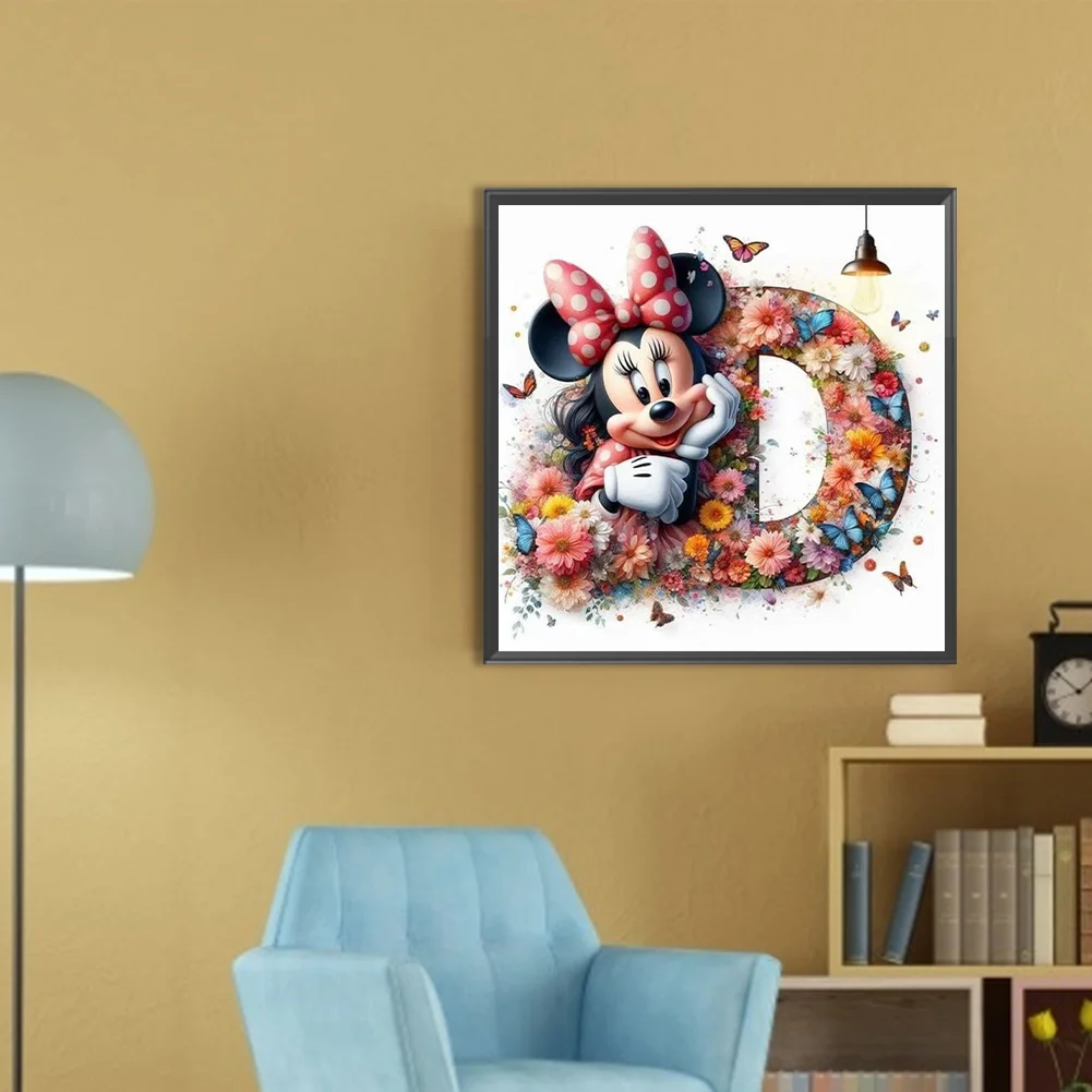 Partial AB Diamond Painting - Full Round Drill - Mickey Minnie Letters(Canvas|35*35cm)