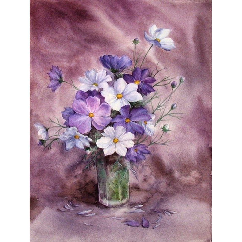

30*40CM - Round Drill Diamond Painting - Flowers in Vase, 501 Original