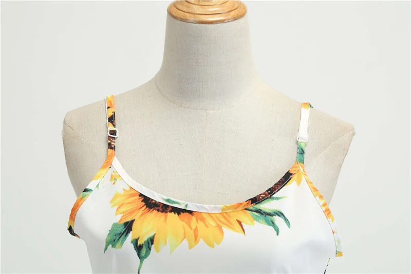 Churchf Sexy Spaghetti Strap Swing Vintage Rockabilly Dresses Floral Summer Beach Dress Women  White Boho Sunflower Midi Dresses-Outfit Ideas