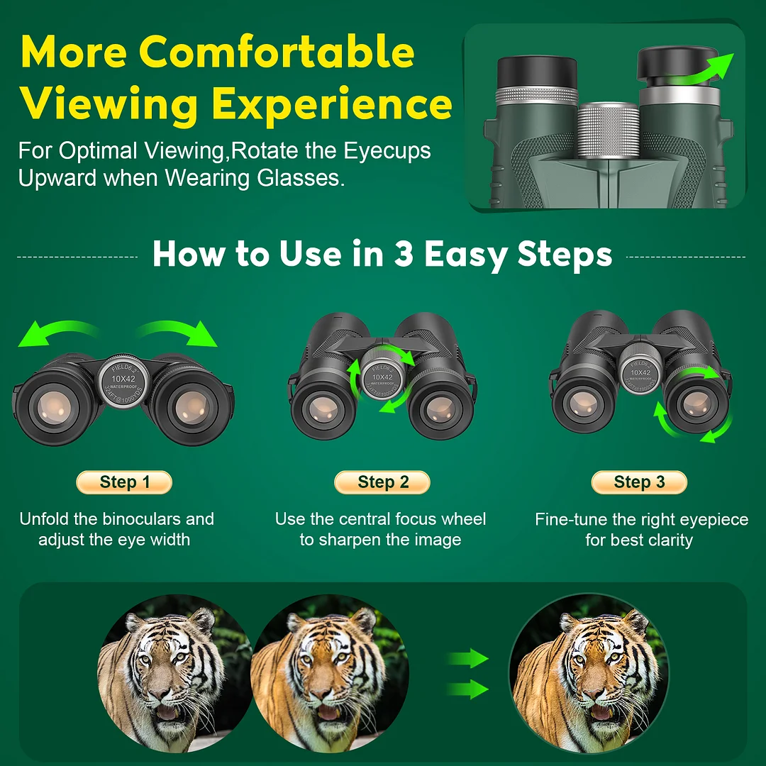 HD Binoculars for Adults, Lightweight Waterproof, High Powered with Upgraded Phone Adapter (green)