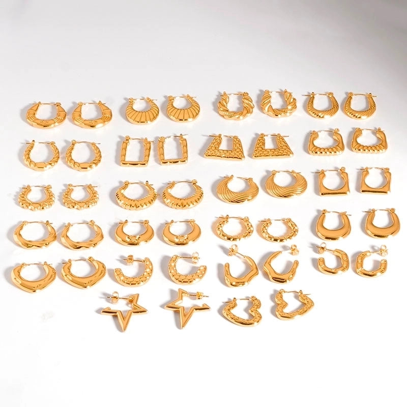 1 Pair Casual Modern Style Classic Style U Shape Geometric 304 Stainless Steel Titanium Steel 18K Gold Plated Earrings