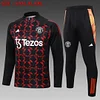 2024/2025 Manchester United Half-Pull Training Suit Black-Red Football Shirt 1:1 Thai Quality