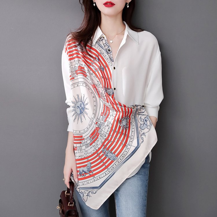White Paneled Casual Shift Shirts & Tops