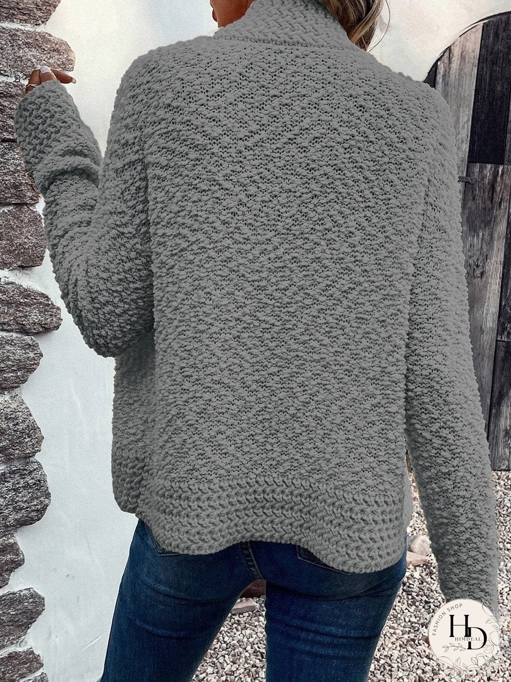 Textured Knit Long Sleeve Cardigan