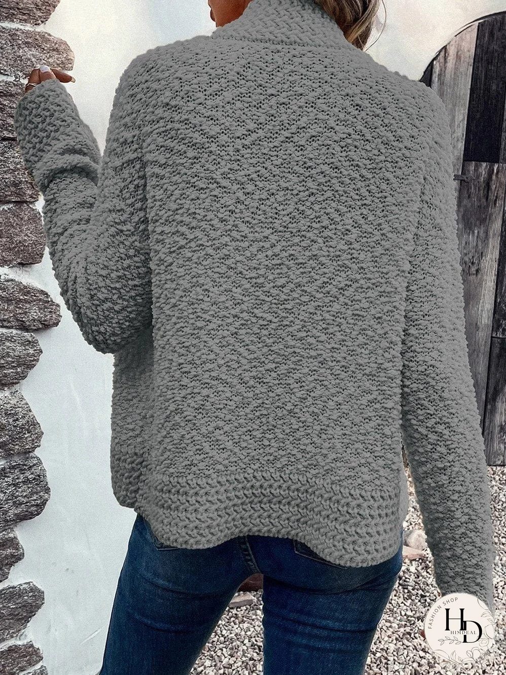 Textured Knit Long Sleeve Cardigan