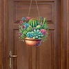 (US Only)Acrylic 2D Flat DIY Cactus Pot Diamond Art Pendant Wall Door Decoration
