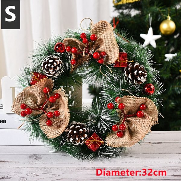 1Pcs Hot Sale 30Cm Christmas Wreath with Bow Xmas Decor Door Hanging Rattan Ornament Garland Decorations Home Decor Christmas Gift - Shop Trendy Women's Fashion | TeeYours