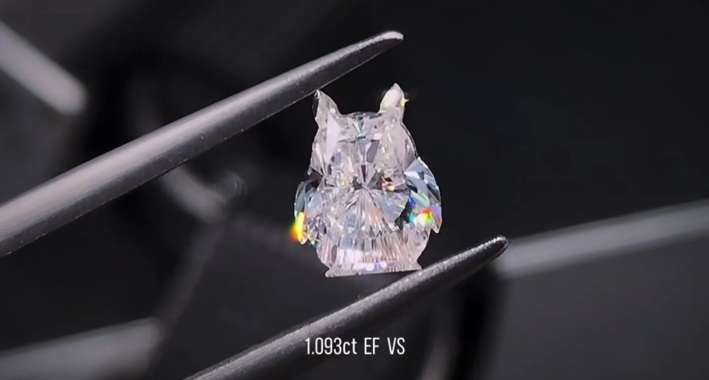 1.093ct Totoro fancy cut lab grown diamond, EF VS